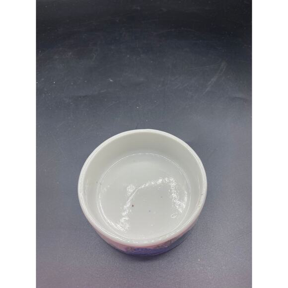 Vintage Trinket Dish Ring Box Made In Taiwan Blue Trees Ceramic With Lid 1970s - Picture 5 of 6